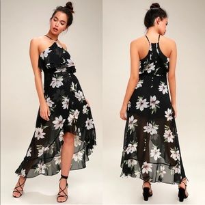 LULU’S High Low Black Floral Dress Size XS ✨